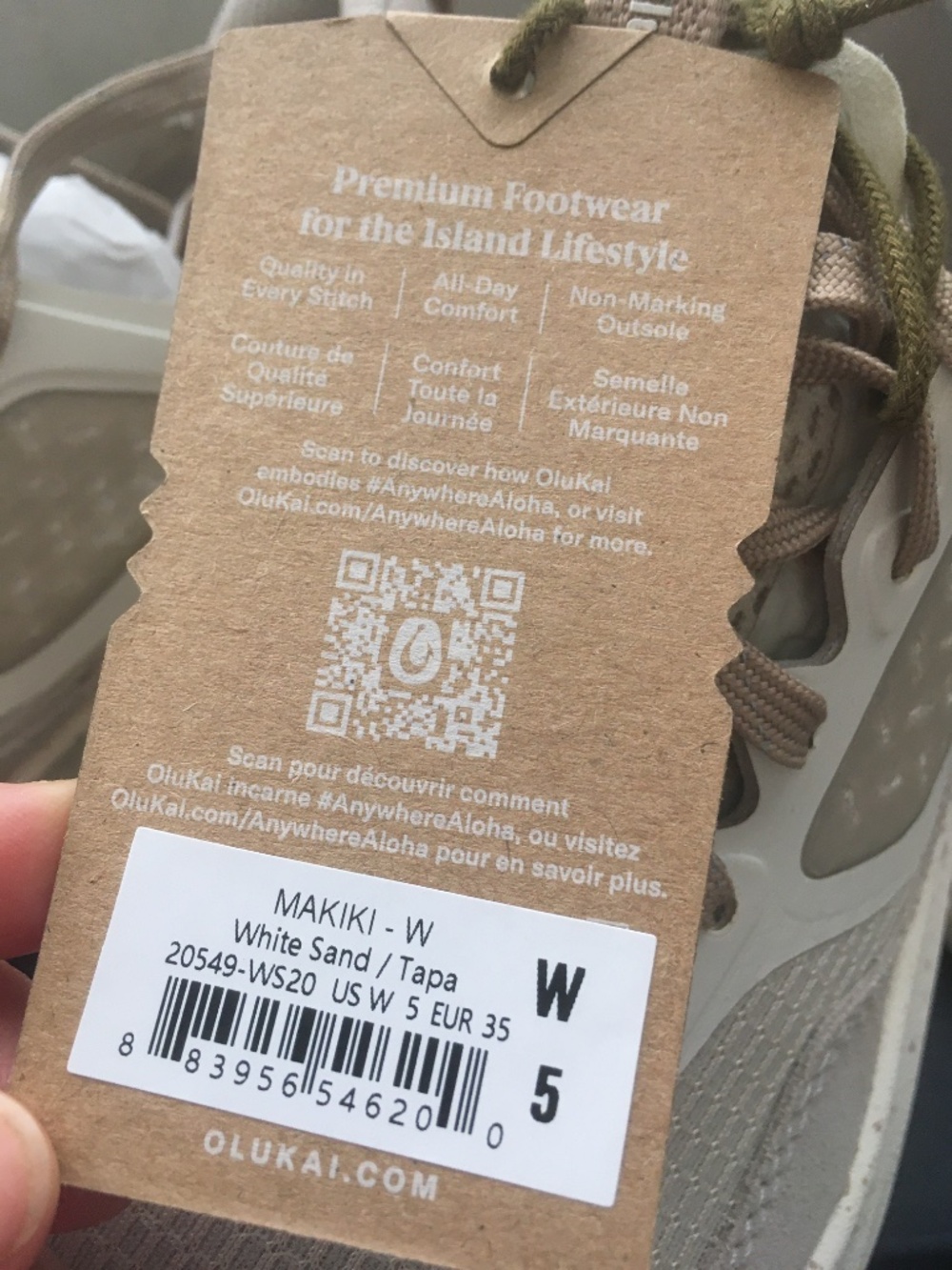 NWB $150 Olukai Makiki White Sand Tapa Women’s shoes fitness 5 neutral minamal - Picture 5 of 13